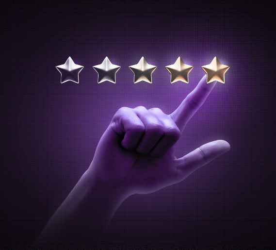 Customer review dashboard showing star ratings, review responses, and sentiment analysis